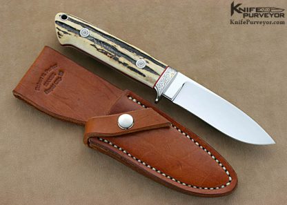 Robert Nelson Parker Custom Knife Dave Lark Engraved Stag Drop Point Hunter - Image 3