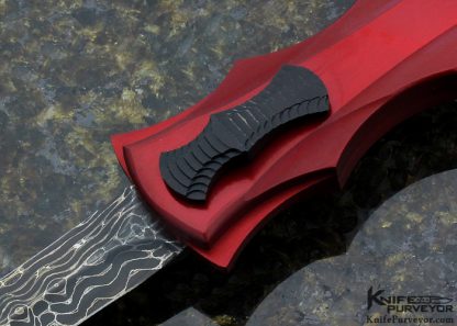 Paul Panak Custom Knife Red "Inferno" OTF Carbon Fiber Molds and Mike Norris "Lizard Damascus - Image 2