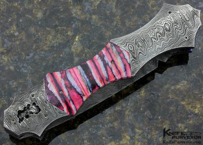 Paul Panak Custom Knife Damascus Auto Art Linerlock Dagger - Image 4