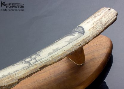 Peter Kinney Scrimshawed Mammoth Tusk Outer Bark with Orca Pod and Whaler Ship Accented with Traditional Inuit Art - Image 7