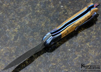 Peter Martin Custom Knife Mammoth, Chad Nichols Damascus & Mokuti "Nebula" Flipper - Image 5