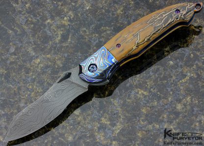 Peter Martin Custom Knife Mammoth, Chad Nichols Damascus & Mokuti "Nebula" Flipper