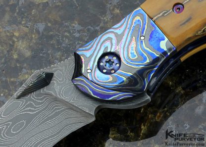 Peter Martin Custom Knife Mammoth, Chad Nichols Damascus & Mokuti "Nebula" Flipper - Image 2