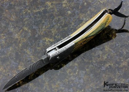 Phillip Booth Custom Knife Damascus and Mammoth Auto Scale Release - Image 5