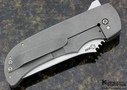 Pohan Leu Custom Knife "Bluephin" Framelock Flipper Lightning Strike Carbon Fiber - Image 4