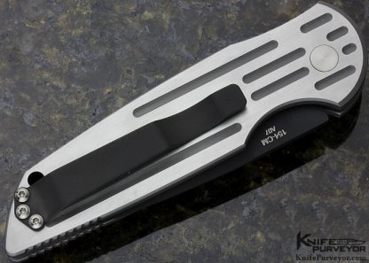 Protech Custom Knife TR-3 Auto with Mother of Pearl Shell Button & Milled Stainless Steel - Image 3