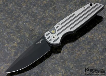 Protech Custom Knife TR-3 Auto with Mother of Pearl Shell Button & Milled Stainless Steel