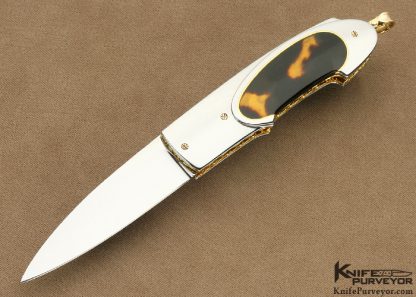 Salvatore Puddu Custom Knife Exotic Material Semi-Interframe "Duca" Lockback with 18Kt Gold Spacers & Bale