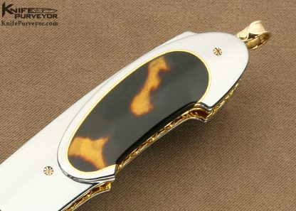 Salvatore Puddu Custom Knife Exotic Material Semi-Interframe "Duca" Lockback with 18Kt Gold Spacers & Bale - Image 3