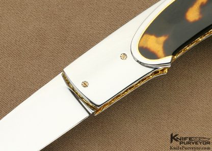 Salvatore Puddu Custom Knife Exotic Material Semi-Interframe "Duca" Lockback with 18Kt Gold Spacers & Bale - Image 2