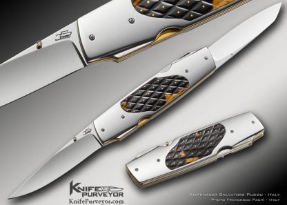 Salvatore Puddu Custom Knife Double Bladed "Criss-Cross" with Piqued Exotic Material