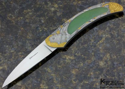 Tim Herman Custom Knife Engraved by Martin Butler Jade Interframe Lockback