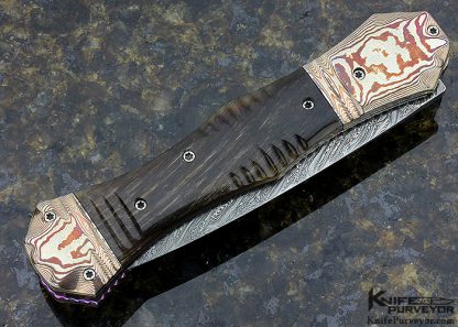 Rainy Vallotton Custom Knife Kudu Horn & Bob eggerling "Twist Damascus" Chad Nichols Mokume Linerlock - Image 3