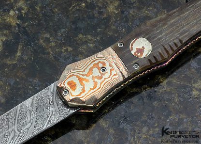 Rainy Vallotton Custom Knife Kudu Horn & Bob eggerling "Twist Damascus" Chad Nichols Mokume Linerlock - Image 2