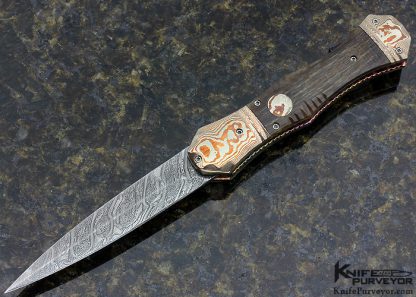 Rainy Vallotton Custom Knife Kudu Horn & Bob eggerling "Twist Damascus" Chad Nichols Mokume Linerlock