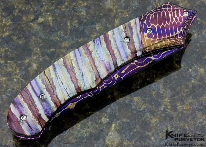 Rainy Vallotton Custom Knife Mammoth Molar & Chad Nichols "Odin's Eye" Damascus Auto - Image 3