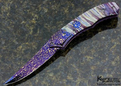 Rainy Vallotton Custom Knife Mammoth Molar & Chad Nichols "Odin's Eye" Damascus Auto