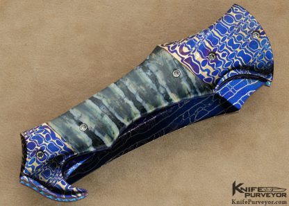 Rainy Vallotton Custom Knife Blued Chad Nichols Damascus Auto "Goblin" Linerlock - Image 5