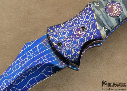 Rainy Vallotton Custom Knife Blued Chad Nichols Damascus Auto "Goblin" Linerlock - Image 2