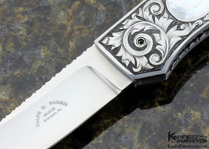 Ralph Dewey Harris Custom Knife Sole Authorship Engraved Mother of Pearl Interframe Scale Release - Image 2