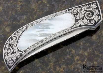 Ralph Dewey Harris Custom Knife Sole Authorship Engraved Mother of Pearl Interframe Scale Release - Image 3