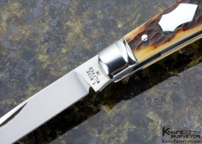 Tony Bose Custom Knife Napanoch Jigged Bone Teardrop Slipjoint with Shield - Image 2