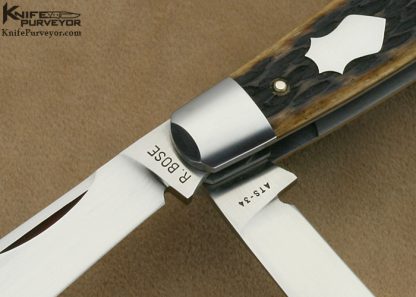 Reese Bose Custom Knife # 2 Remington Jigged Bone 3 Blade Stockman Slipjoint - Image 2