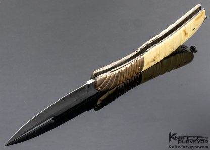 Rex Robinson Custom Knife Fluted Auto Damascus and Mokume Linerlock - Image 5