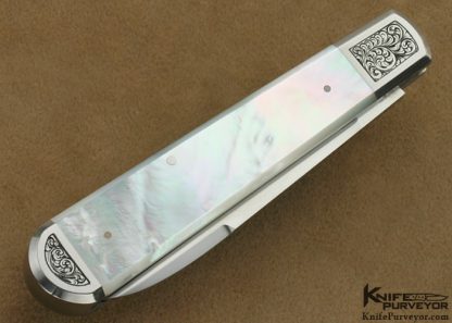 Richard Rogers Custom Knives Simon Lytton Engraved Mother of Pearl shell Single Bladed Jack Style Slip Joint - Image 3