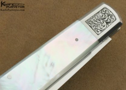 Richard Rogers Custom Knives Simon Lytton Engraved Mother of Pearl shell Single Bladed Jack Style Slip Joint - Image 4