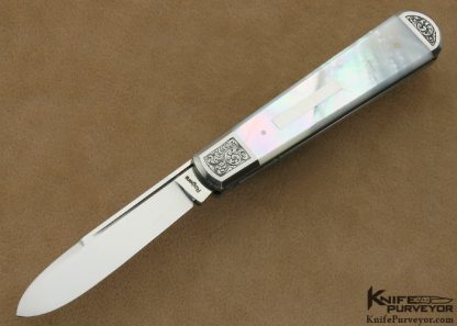 Richard Rogers Custom Knives Simon Lytton Engraved Mother of Pearl shell Single Bladed Jack Style Slip Joint