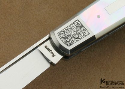 Richard Rogers Custom Knives Simon Lytton Engraved Mother of Pearl shell Single Bladed Jack Style Slip Joint - Image 2