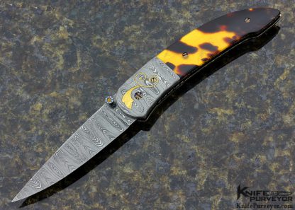 Rick Dunkerley Damascus, Amber with 24K Gold Inlay Linerlock