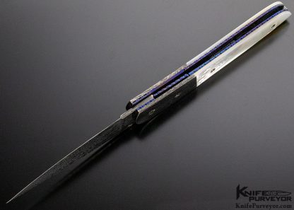 Rick Dunkerley Custom Knife Mother of Pearl and Damascus Linerlock - Image 6