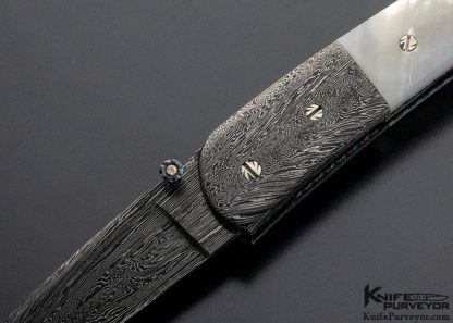 Rick Dunkerley Custom Knife Mother of Pearl and Damascus Linerlock - Image 2