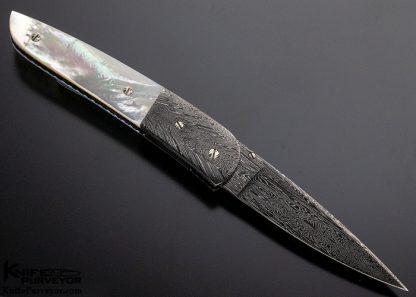 Rick Dunkerley Custom Knife Mother of Pearl and Damascus Linerlock - Image 3