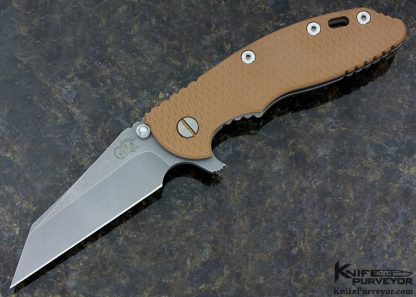 Rick Hinderer Custom Knife XM-18 Wharncliffe Tan G10 and Titanium Frame Lock