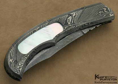 Rick Hinderer Custom Knife Sole Authorship Damascus & Mother of Pearl Automatic - Image 3