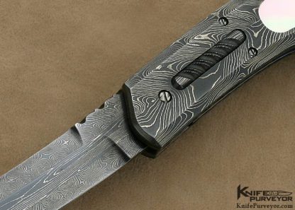 Rick Hinderer Custom Knife Sole Authorship Damascus & Mother of Pearl Automatic - Image 2