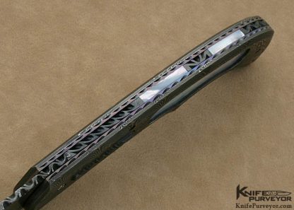 Rick Hinderer Custom Knife Sole Authorship Damascus & Mother of Pearl Automatic - Image 6