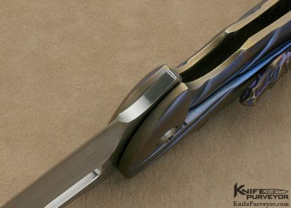 Korth Custom Knife Rudy Carved Anodized Titanium IKBS Frame Lock Flipper - Image 9