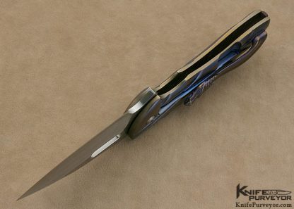 Korth Custom Knife Rudy Carved Anodized Titanium IKBS Frame Lock Flipper - Image 8