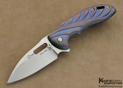 Korth Custom Knife Rudy Carved Anodized Titanium IKBS Frame Lock Flipper