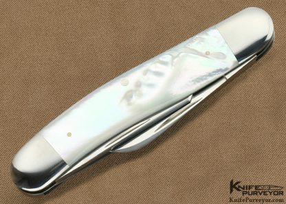 Richard Rogers Custom Knife 3 Bladed Mother of Pearl Shell Stockman Slip Joint - Image 3