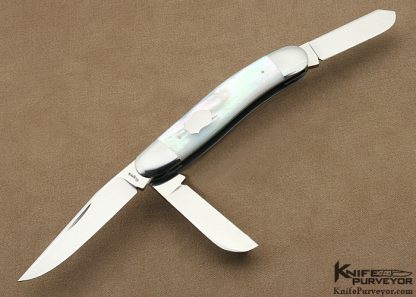 Richard Rogers Custom Knife 3 Bladed Mother of Pearl Shell Stockman Slip Joint