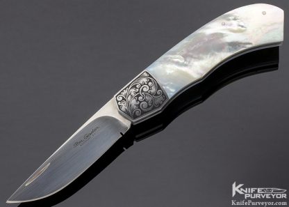 Ron Gaston Custom Knife Mother of Pearl Slipjoint Engraved by Fred Harrington