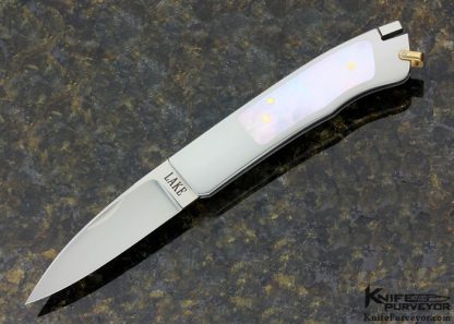 Ron Lake Custom Knife Mother of Pearl Shell Tail Lock with 14Kt Gold Bale