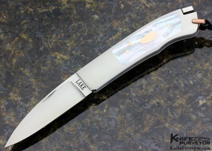 Ron Lake Custom Knife Mother of Pearl Interframe Tail Lock