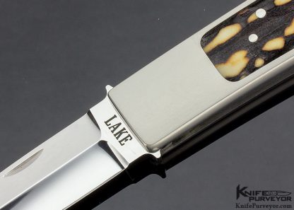 Ron Lake Custom Knife Premium Stag Interframe Titanium Frame Boot Blade Tail Lock - Image 2