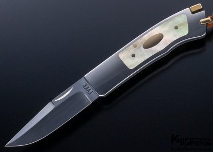 Ron Lake Custom Knife "El Dorado" Gold Lip Pearl Interframe Tail Lock